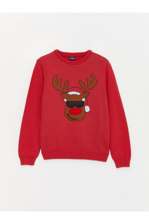 LC Waikiki Crew Neck New Year Themed Long Sleeve Boy's Knitwear Sweater