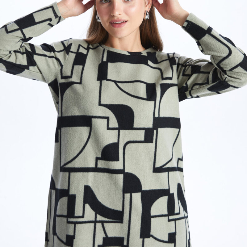 LC Waikiki Crew Neck Patterned Long Sleeve Women's Tunic