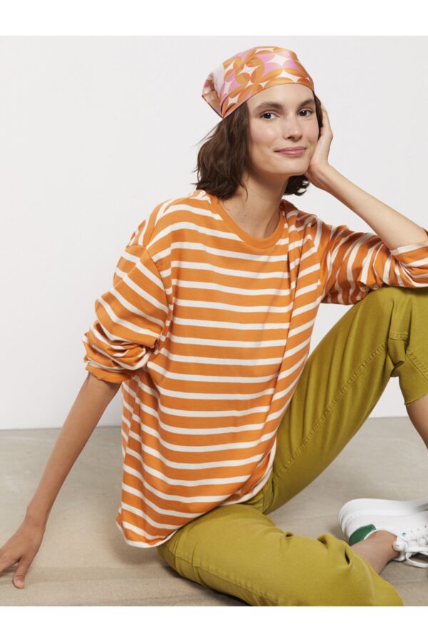LC Waikiki Crew Neck Striped Long Sleeve Cotton Women's T-Shirt