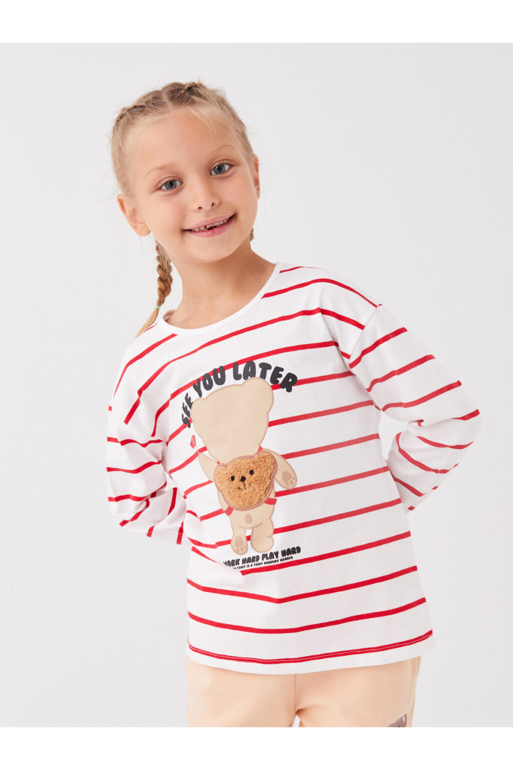 LC Waikiki Crew Neck Striped Long Sleeve Girl's T-Shirt