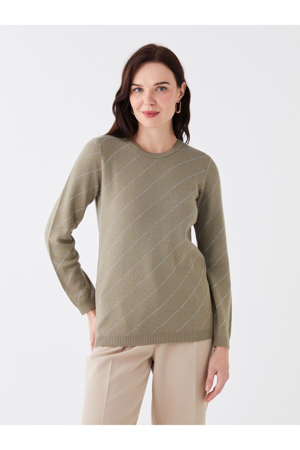 LC Waikiki Crew Neck Striped Long Sleeve Women's Knitwear Sweater