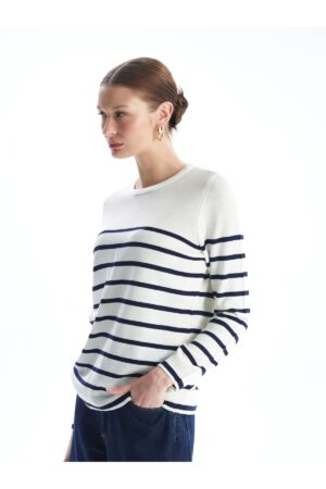 LC Waikiki Crew Neck Striped Long Sleeve Women's Knitwear Sweater -