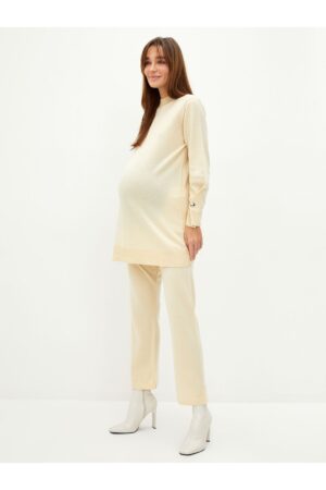 LC Waikiki Elastic Waist Straight Wide Leg Maternity Knitwear Trousers