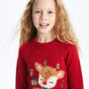 LC Waikiki Girls' Crew Neck Christmas Themed Long Sleeve Knitwear Sweater