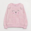 LC Waikiki Girls' Crew Neck Embroidered Long Sleeve Plush Sweatshirt