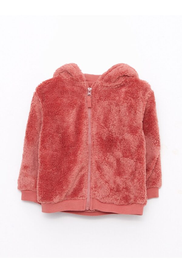 LC Waikiki Hooded Long Sleeve Plush Baby Girl Zipper Sweatshirt
