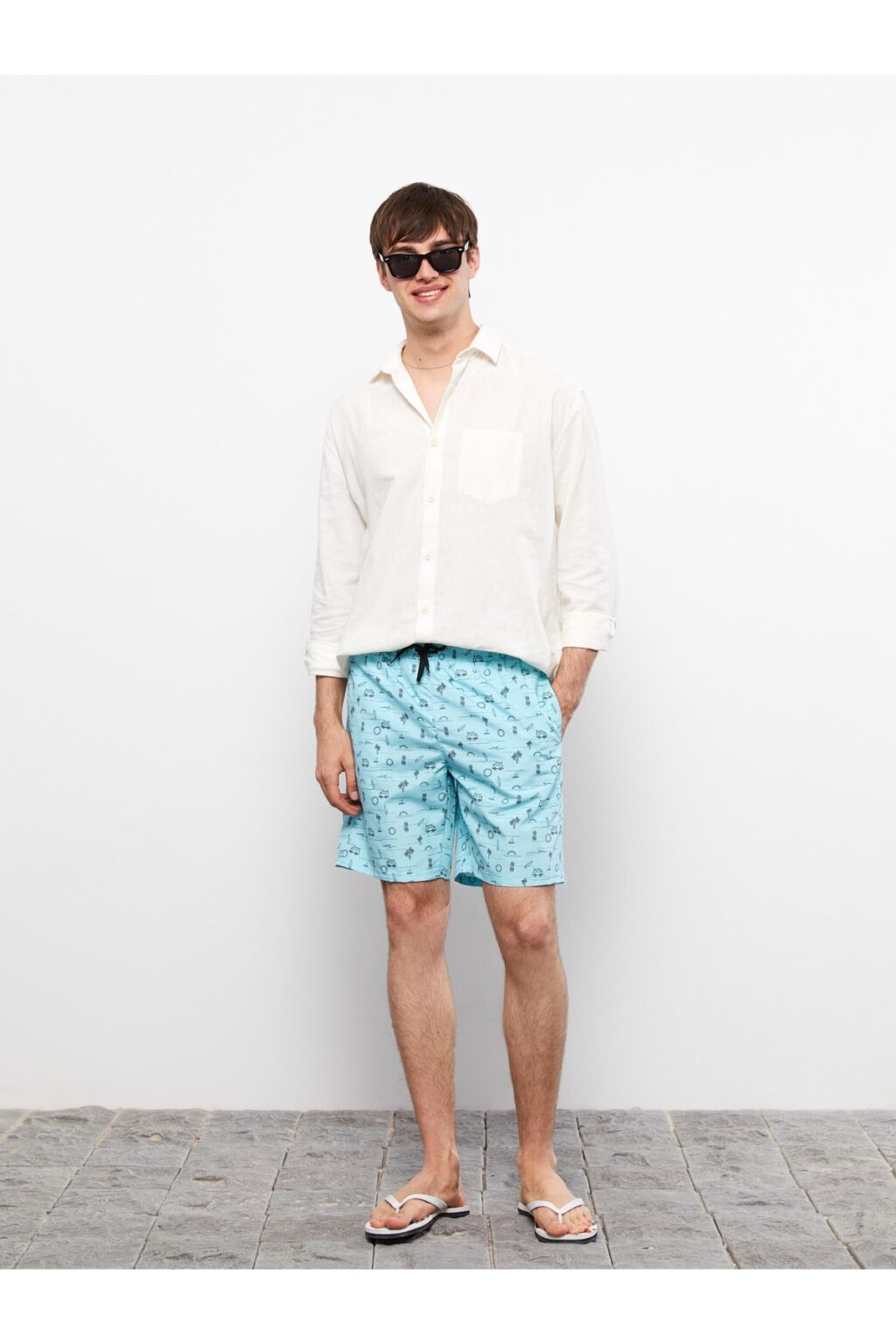 LC Waikiki Knee-Length Men's Patterned Beach Shorts