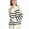 LC Waikiki LCW Vision Half Turtleneck Striped Long Sleeve Oversize Women's Knitwear Sweater