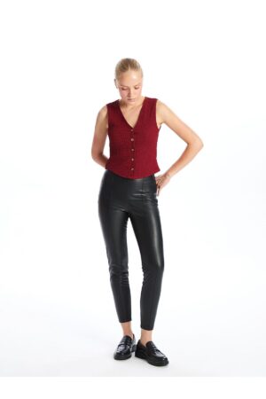 LC Waikiki Lcw Skinny Fit Women's Leather Look Trousers