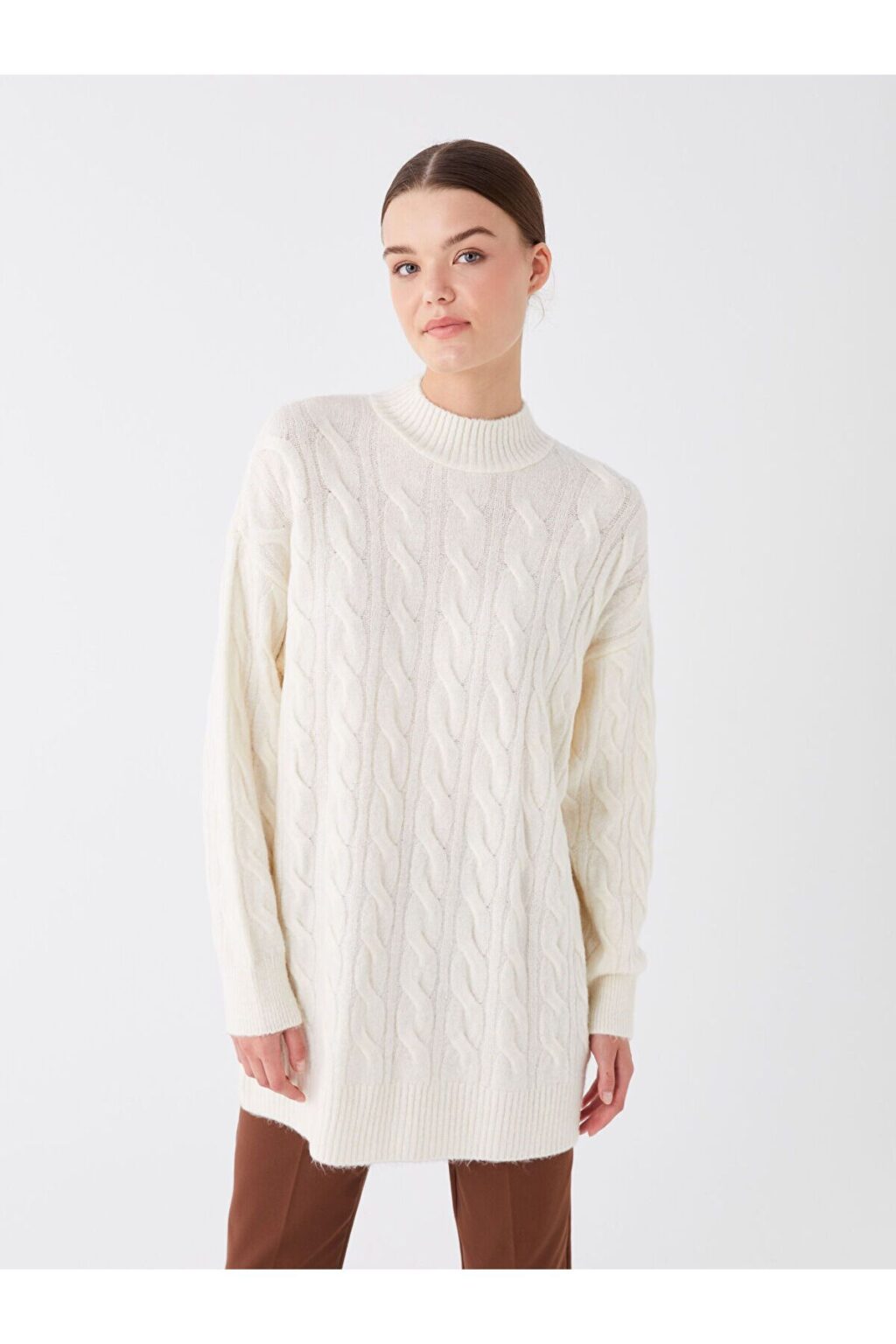 LC Waikiki Lw - Half Turtleneck Self Patterned Long Sleeve Women's Knitwear Tunic