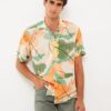 LC Waikiki Men's Regular Fit Short Sleeve Patterned Poplin Shirt.