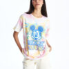 LC Waikiki Mickey Mouse Printed Short Sleeve Women's T-Shirt with a Crew Neck