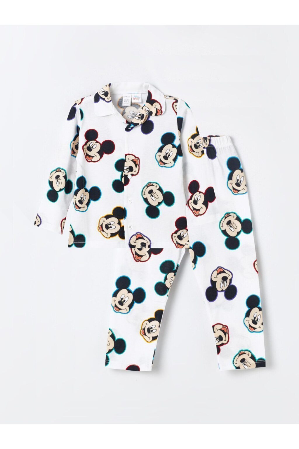 LC Waikiki Shirt Collar Long Sleeve Mickey Mouse Printed Baby Boy Pajamas Suit