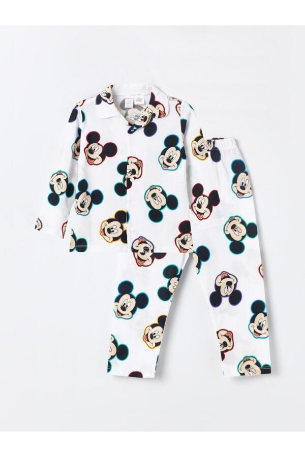 LC Waikiki Shirt Collar Long Sleeve Mickey Mouse Printed Baby Boy Pajamas Suit