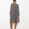 LC Waikiki Tie Collar Straight Long Sleeve Maternity Dress