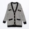 LC Waikiki V Neck Plaid Women's Knitwear Cardigan