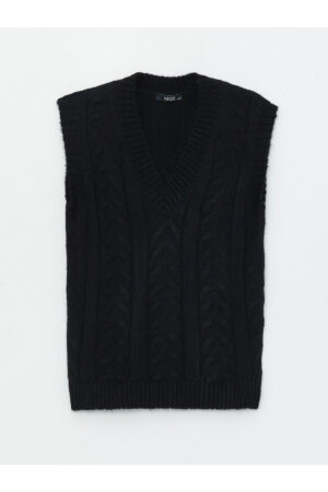 LC Waikiki V-Neck Self-Patterned Women's Knitwear Sweater