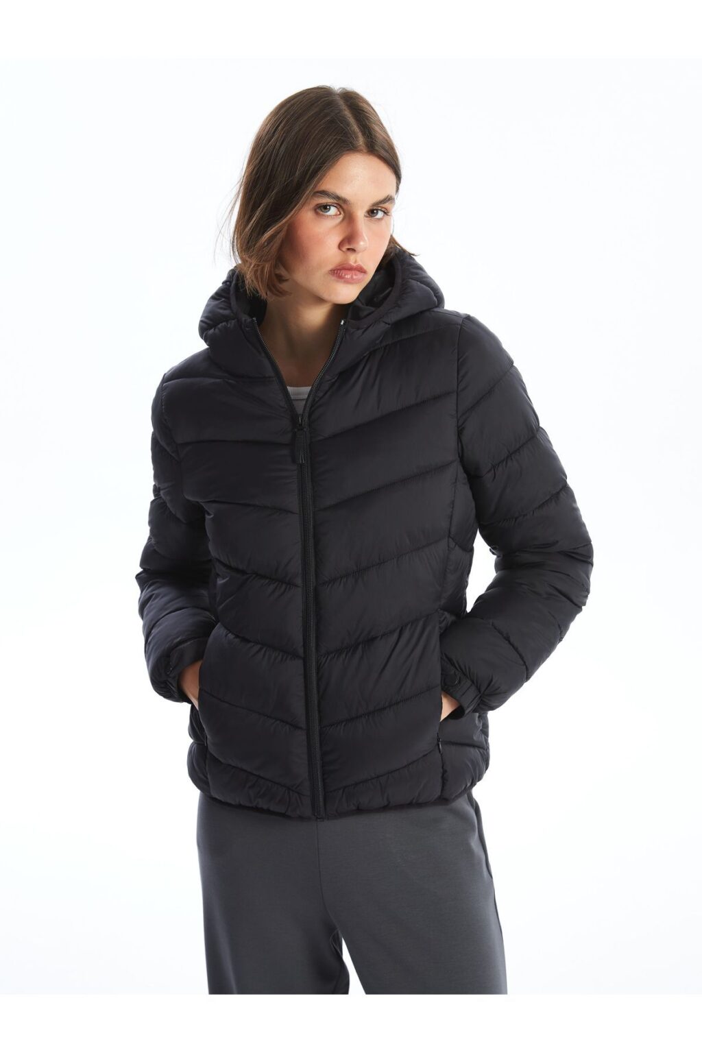 LC Waikiki Women's Hooded Plain Puffer Coat