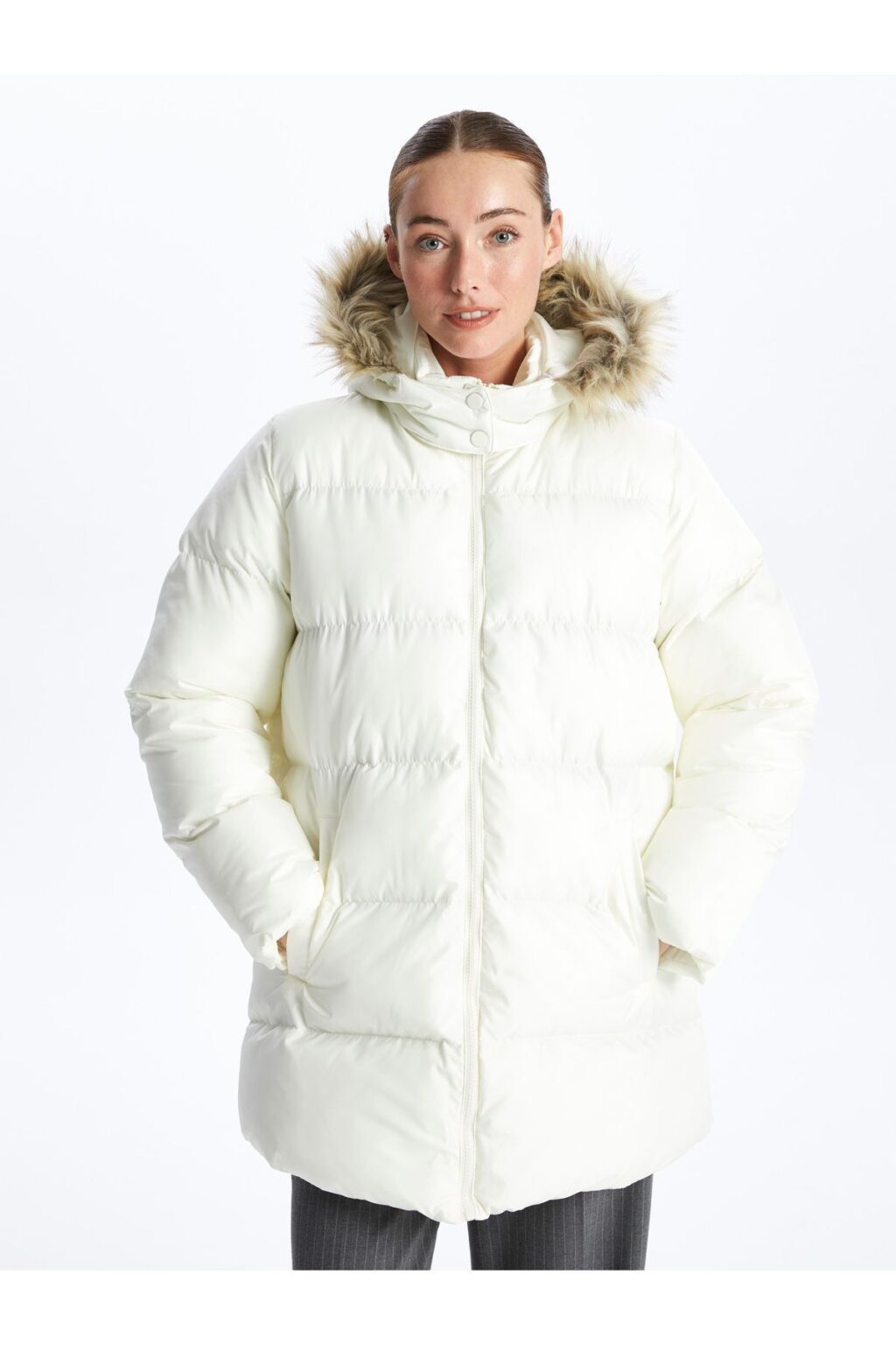 LC Waikiki Women's Hooded Plain Puffer Coat