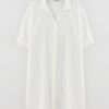 LC Waikiki Women's Shirt Collar Straight Short Sleeve Oversize Tunic