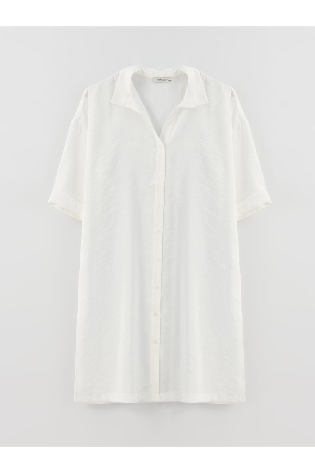 LC Waikiki Women's Shirt Collar Straight Short Sleeve Oversize Tunic
