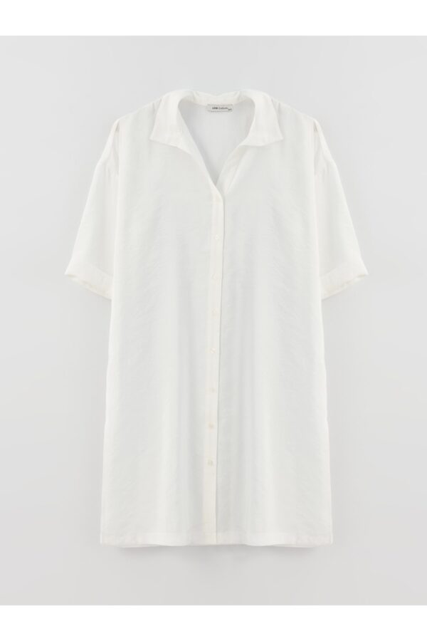 LC Waikiki Women's Shirt Collar Straight Short Sleeve Oversize Tunic