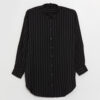 LC Waikiki Women's Shirt Collar Striped Long Sleeve Oversize Tunic