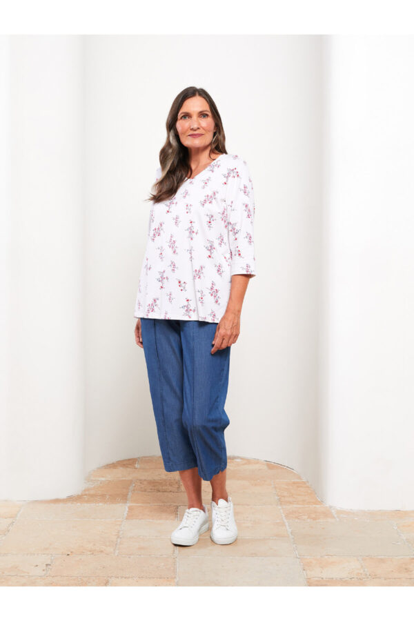 LC Waikiki Women's V-Neck Floral Cotton T-Shirt