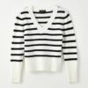 LC Waikiki Women's V-Neck Striped Long Sleeve Knitwear Sweater
