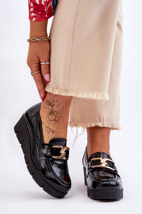 LEMAR Fekete Felicita Patent Wedge Loafers
