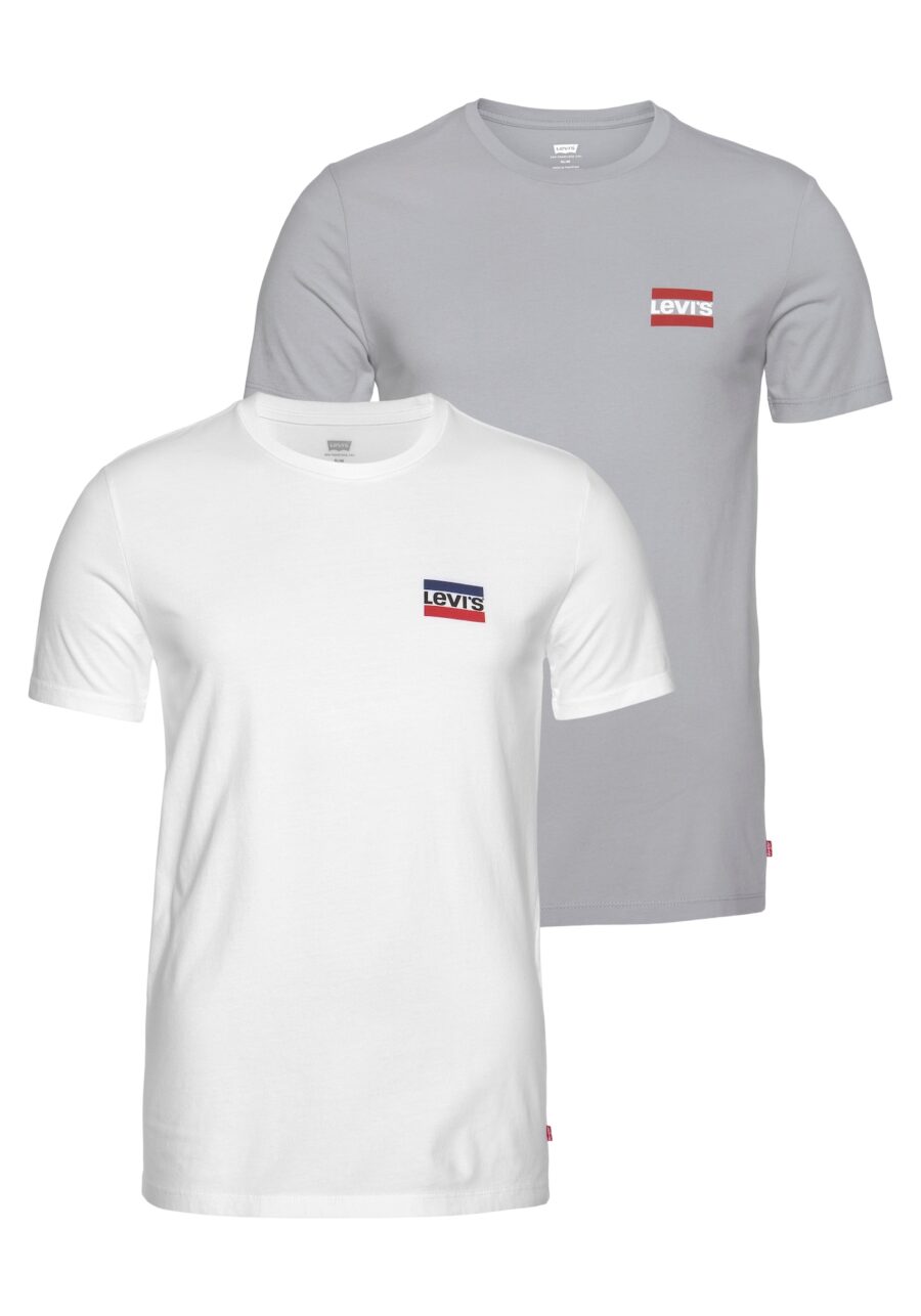 LEVI'S ® Póló '2 Pack Crewneck Graphic'  szürke / fehér-hu