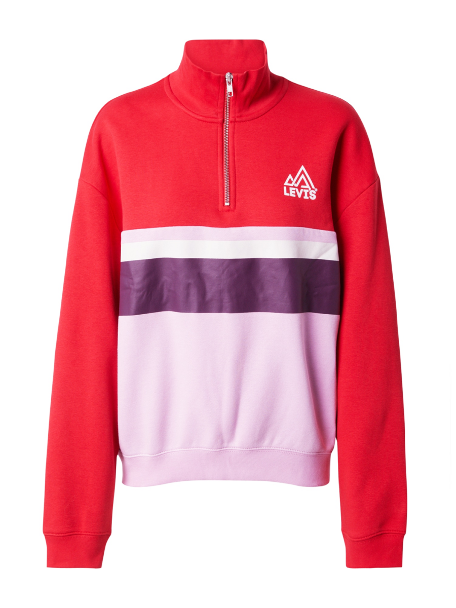 LEVI'S ® Tréning póló 'Graphic Cb Rue 1/4 Zip'  földi szeder / világos-rózsaszín / piros / fehér-Ár