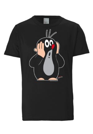 LOGOSHIRT Póló 'Der kleine Maulwurf'  szürke / piros / fekete / fehér-hu