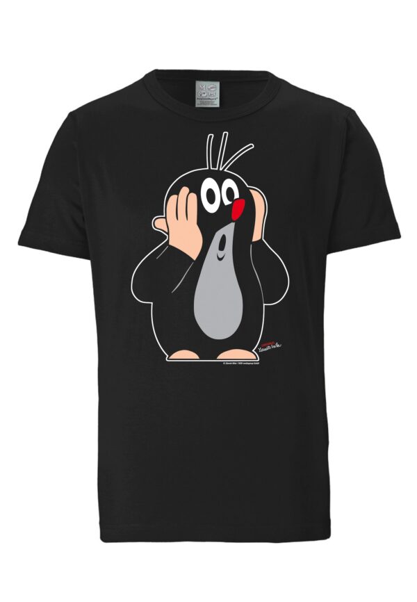 LOGOSHIRT Póló 'Der kleine Maulwurf'  szürke / piros / fekete / fehér-hu