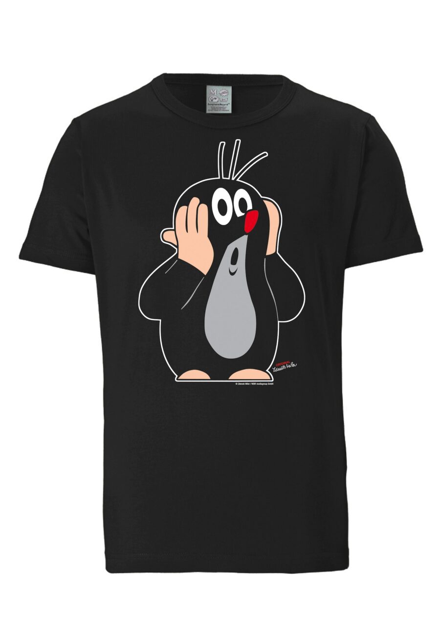 LOGOSHIRT Póló 'Der kleine Maulwurf'  szürke / piros / fekete / fehér-hu