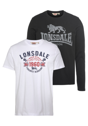 LONSDALE Póló 'Fintona'  kék / szürke / sötétvörös / fekete / fehér-Ár