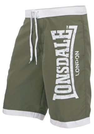 LONSDALE Rövid fürdőnadrágok  khaki / fehér-hu