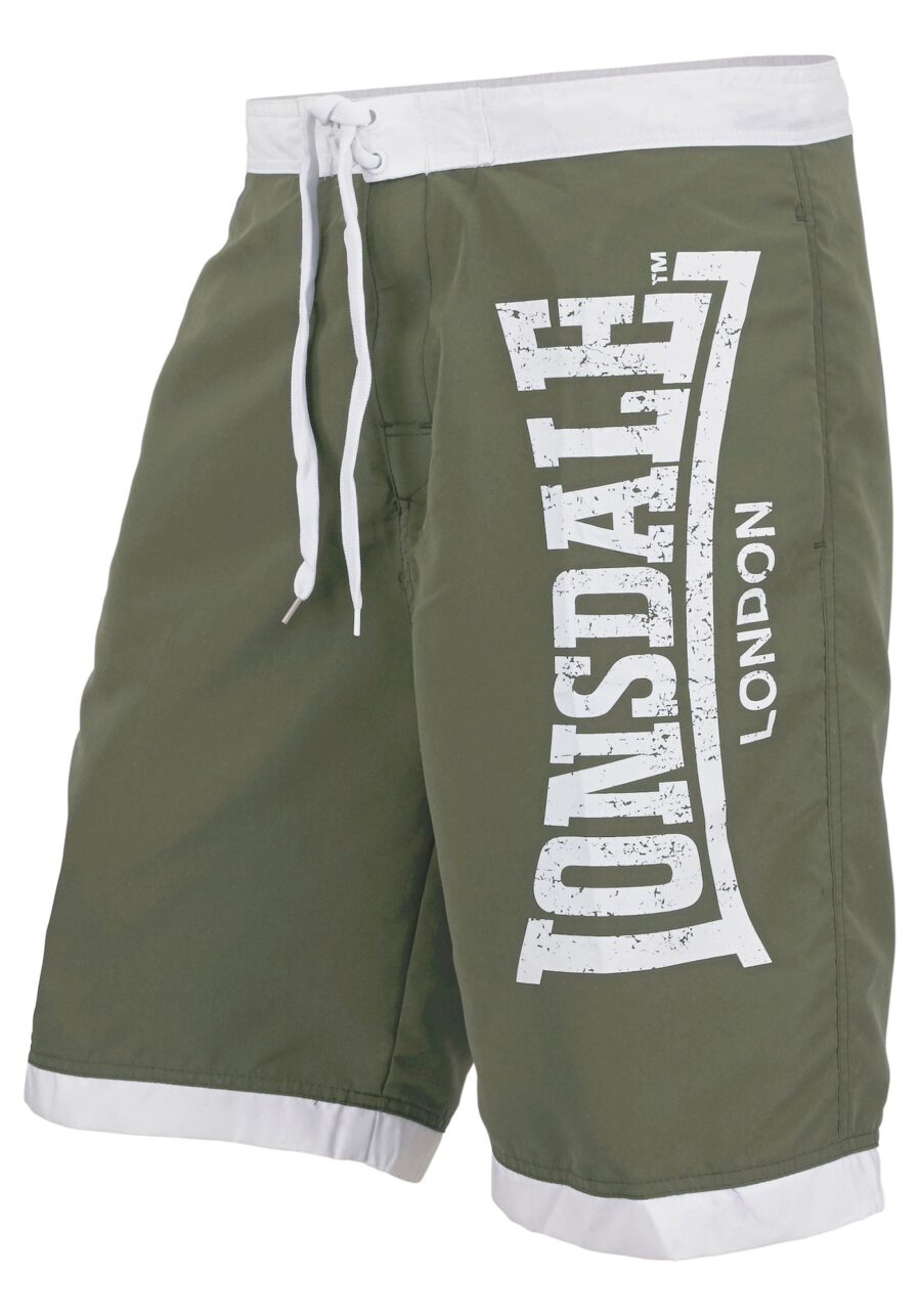LONSDALE Rövid fürdőnadrágok  khaki / fehér-hu