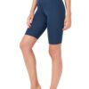 LOS OJOS Women's Navy Blue High Waist Compression Cycling Shorts Sports Leggings