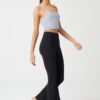 LOS OJOS női fekete magas derékkompressziós dupla zsebes fáklyás leggings
