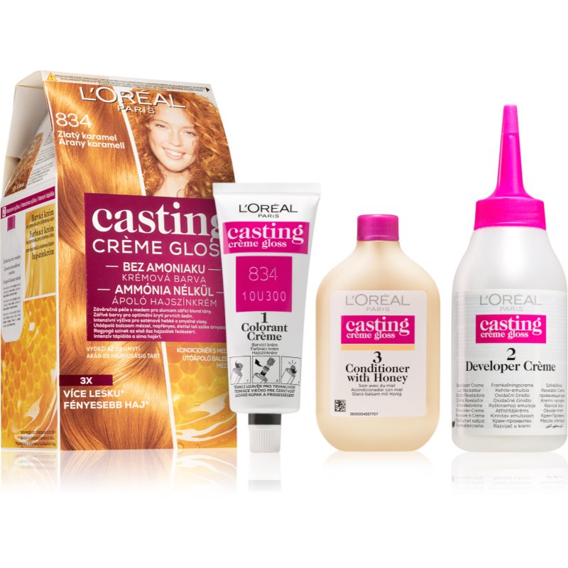 L’Oréal Paris Casting Creme Gloss fokozatosan kimosható hajszínező krém árnyalat 834 Golden Caramel 1 db-Eredeti
