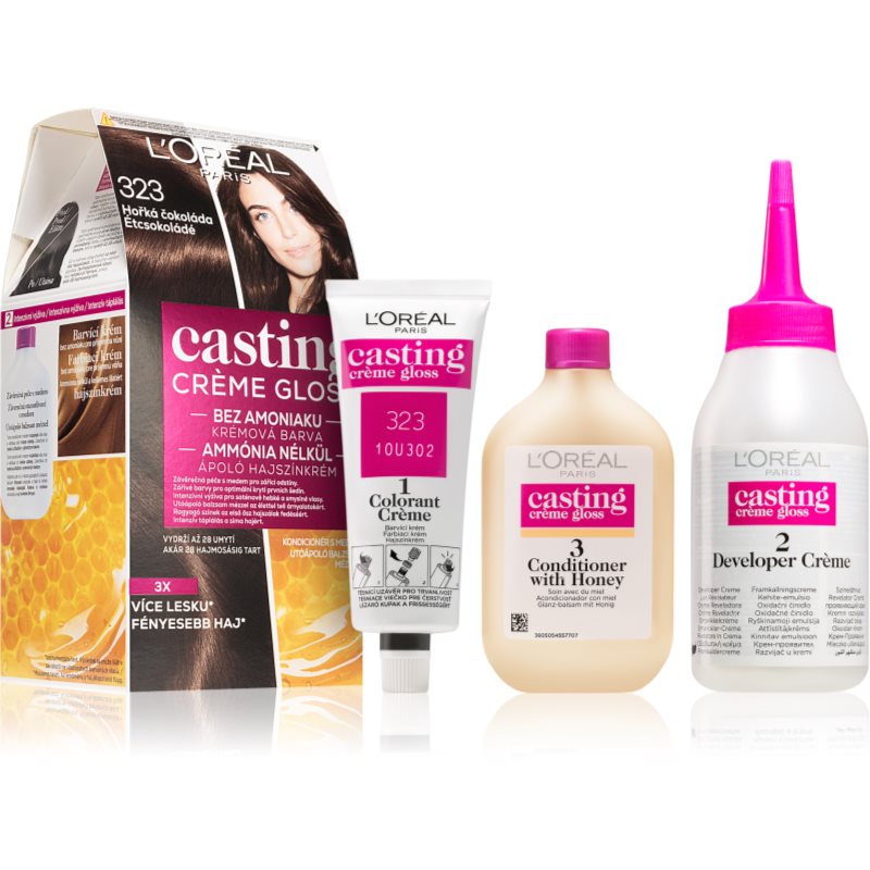 L’Oréal Paris Casting Creme Gloss fokozatosan kimosható helyszínező krém árnyalat 323 Dark Chocolate 1 db-Eredeti