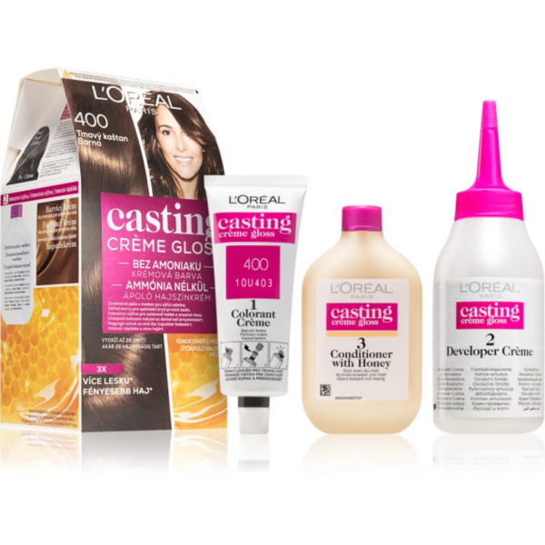 L’Oréal Paris Casting Creme Gloss fokozatosan kimosható helyszínező krém árnyalat 400 Dark Brown 1 db-Eredeti