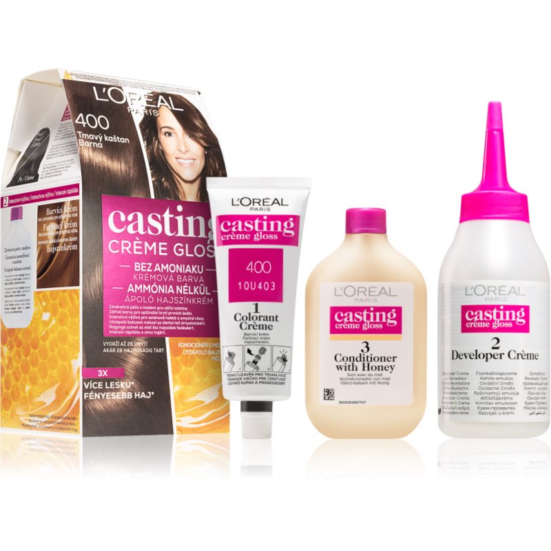 L’Oréal Paris Casting Creme Gloss fokozatosan kimosható helyszínező krém árnyalat 400 Dark Brown 1 db-Eredeti