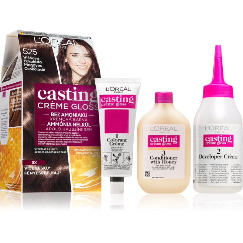 L’Oréal Paris Casting Creme Gloss fokozatosan kimosható helyszínező krém árnyalat 525 Black Cherry Chocolate 1 db-Eredeti