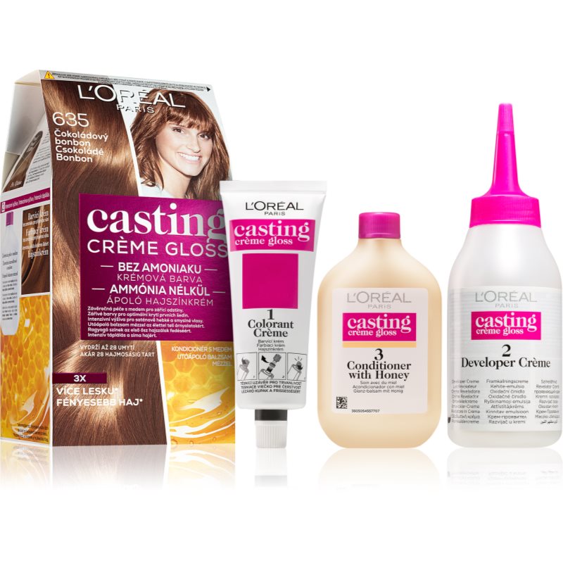 L’Oréal Paris Casting Creme Gloss fokozatosan kimosható helyszínező krém árnyalat 635 Chocolate Candy 1 db-Eredeti