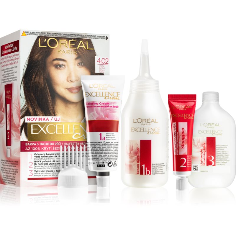 L’Oréal Paris Excellence Creme hajfesték árnyalat 4.02 Natural Brown 1 db-Eredeti
