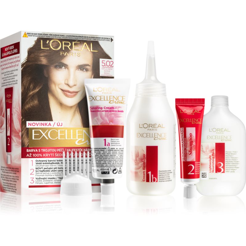 L’Oréal Paris Excellence Creme hajfesték árnyalat 5.02 Light Brown 1 db-Eredeti