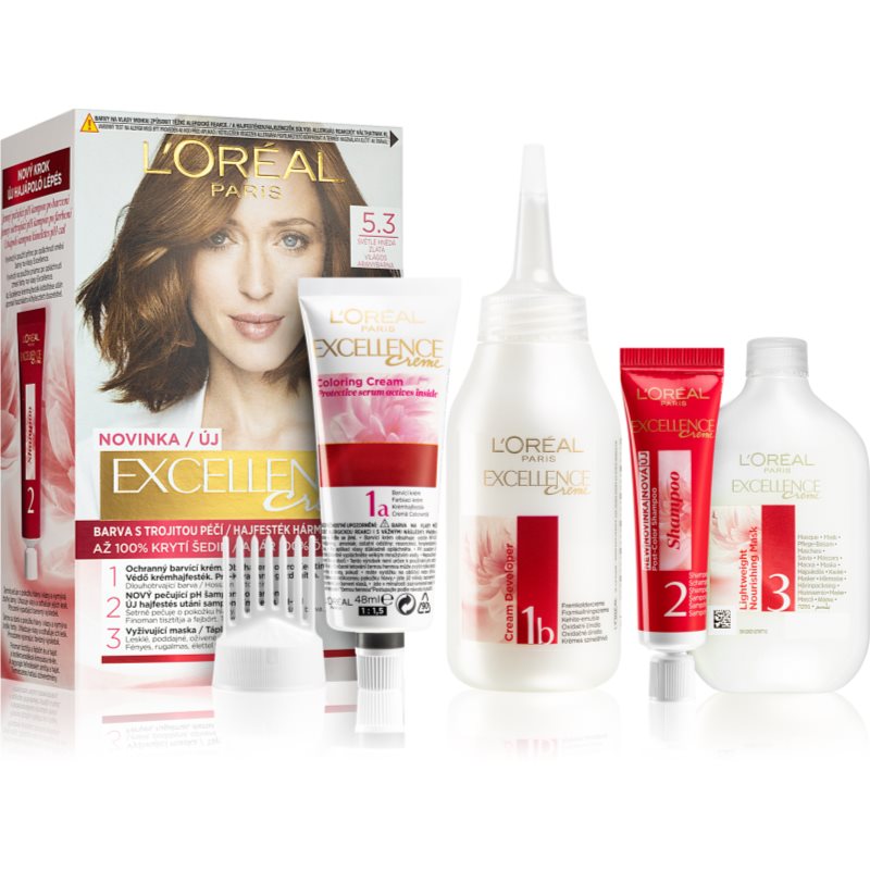 L’Oréal Paris Excellence Creme hajfesték árnyalat 5.3 Natural Golden Brown 1 db-Eredeti