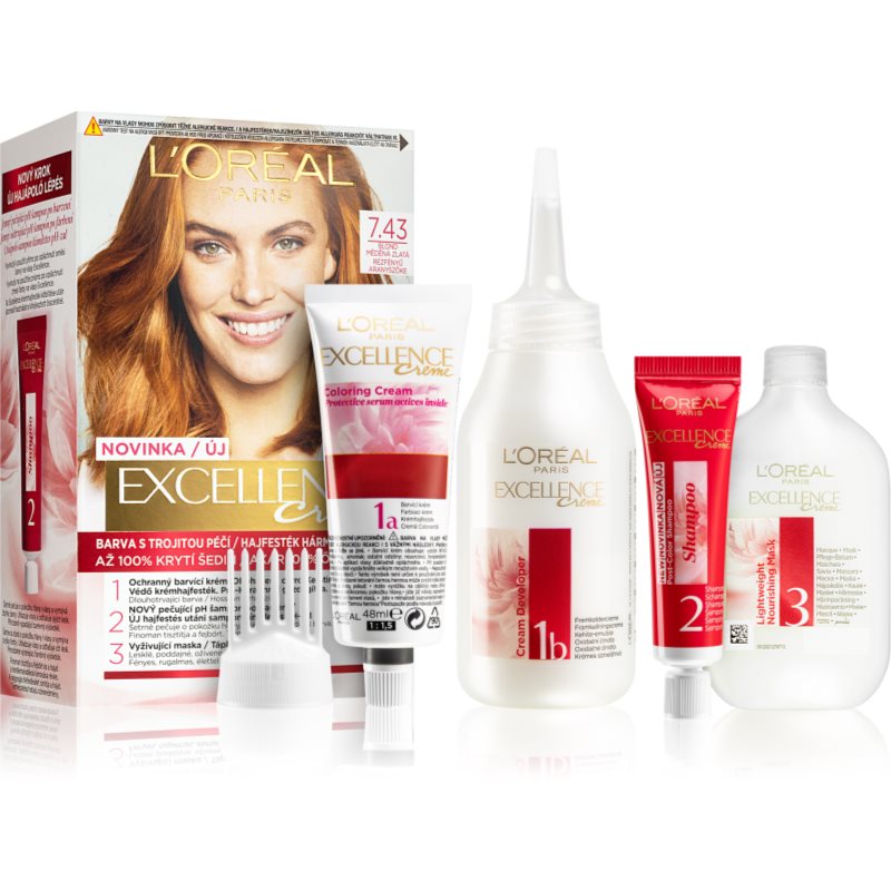L’Oréal Paris Excellence Creme hajfesték árnyalat 7.43 Blonde Copper 1 db-Eredeti